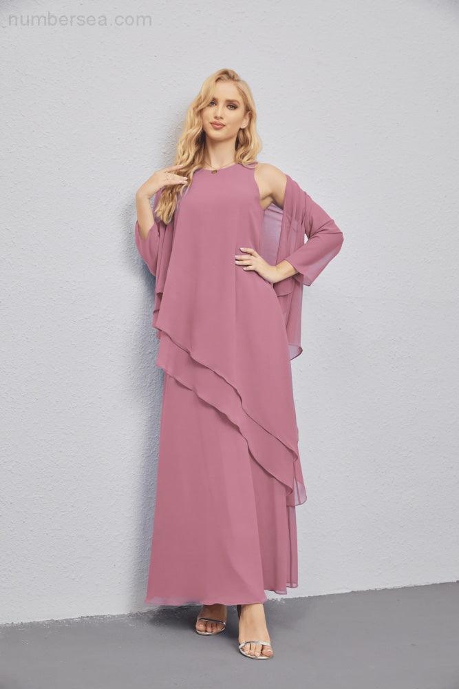 Mother of Bride Dresses with Open Front Lightweight Cardigan Formal Prom Gown 28081-numbersea
