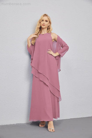 Mother of Bride Dresses with Open Front Lightweight Cardigan Formal Prom Gown 28081-numbersea