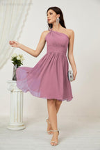Numbersea Women Chiffon Short One Shoulder Bridesmaid Dress Formal Dresses For Party Homecoming 2804