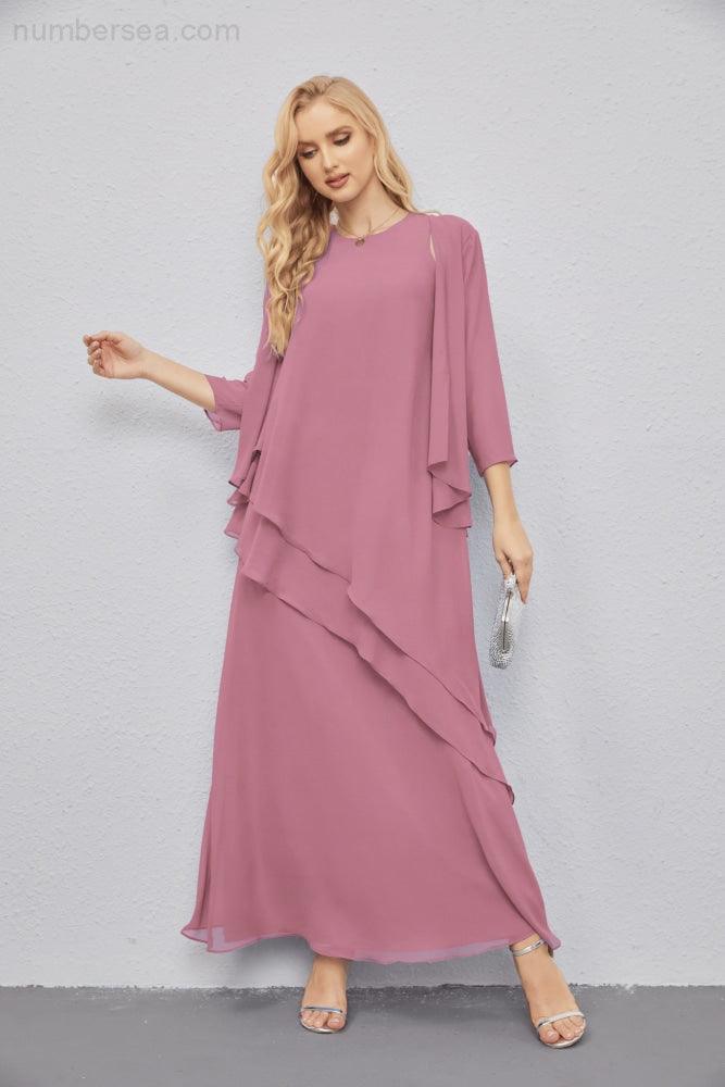 Mother of Bride Dresses with Open Front Lightweight Cardigan Formal Prom Gown 28081-numbersea