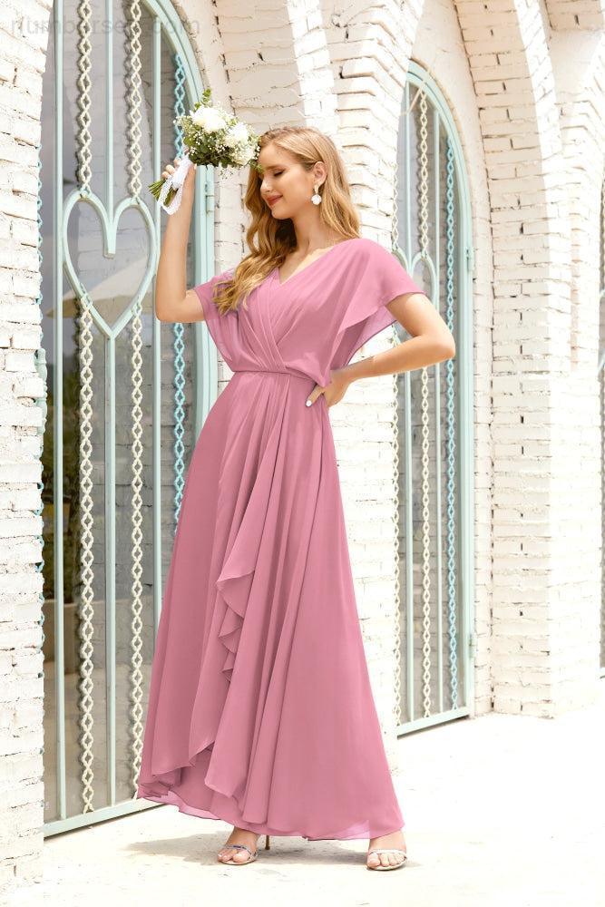 Numbersea Mother Of The Bride Dresses Plus Size V-Neck Floor Length Formal Prom Dress For Wedding