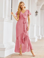 Numbersea Ruffled Bridesmaid Dresses Mermaid Formal Violin Evening Party Prom Gowns 28042-numbersea