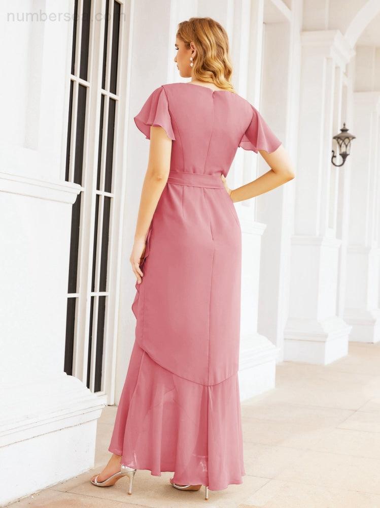 Numbersea Ruffled Bridesmaid Dresses Mermaid Formal Violin Evening Party Prom Gowns 28042-numbersea