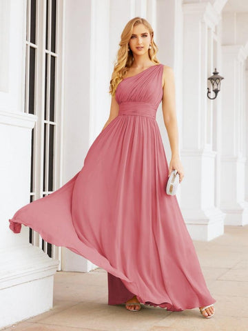 Numbersea One Shoulder Bridesmaid Dresses Long Maxi Formal Evening Party Prom Gowns 28061-numbersea