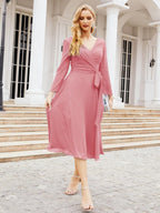 Bridesmaid Dress V-Back Waist Belt Mother of the Bride Wedding Guest 28031-numbersea
