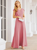 Numbersea Bridesmaid Dresses Cape Formal Prom Dress Open Back Gowns for Mother of The Bride 28058-numbersea