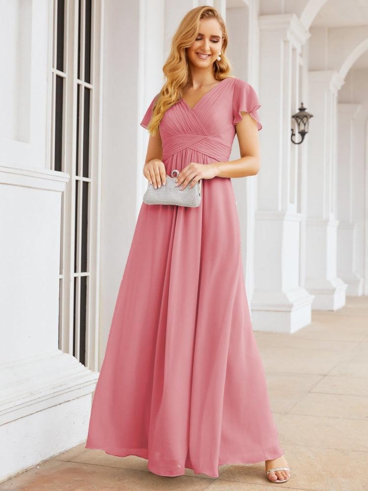 Numbersea Formal Prom Gowns for Mother of The Bride Cap Sleeves Bridesmaid Dress 28047-numbersea
