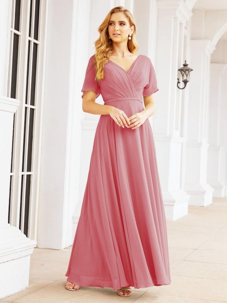 Numbersea Formal Prom Gowns for Mother of The Bride Short Sleeves Bridesmaid Dress 28049-numbersea