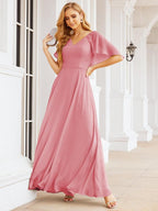 Numbersea Bridesmaid Dresses for Wedding Formal Evening Party Prom Gown with Cape 28050-numbersea