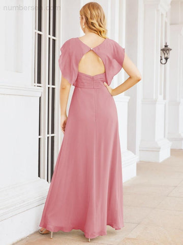 Numbersea Bridesmaid Dresses Cape Formal Prom Dress Open Back Gowns for Mother of The Bride 28058-numbersea