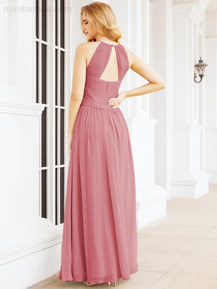 Numbersea Sleeveless Bridesmaid Dresses Long Prom Gown Zipper with Keyhole Back 28056-numbersea