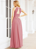 Numbersea Sleeveless Bridesmaid Dresses Long Prom Gown Zipper with Keyhole Back 28056-numbersea