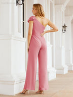 Numbersea Womens One Shoulder Chiffon Long Jumpsuit Formal Evening Dress Bridesmaid Dresses Pants