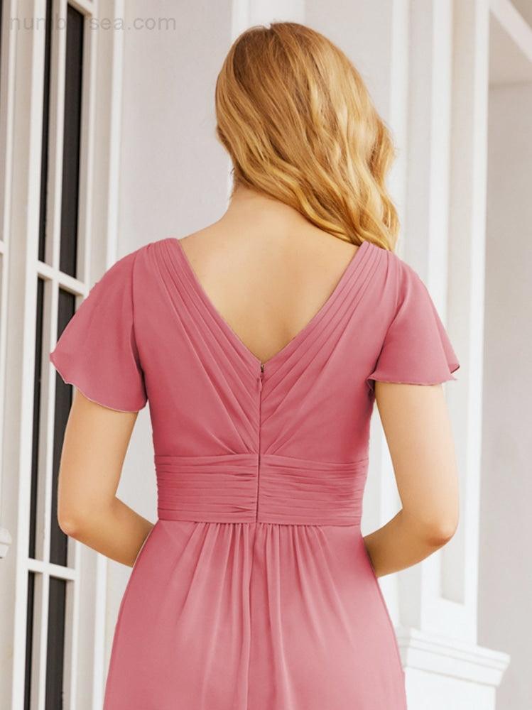 Numbersea Formal Prom Gowns for Mother of The Bride Cap Sleeves Bridesmaid Dress 28047-numbersea