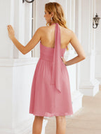 Numbersea Neckholder-Brautjungfernkleid aus Chiffon, kurz, ärmellos, formelles Partykleid, offener Rücken, 28023