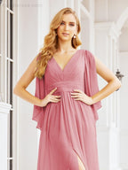 Numbersea Bridesmaid Dresses with Split for Wedding Party Flutter Sleeves 28045-numbersea