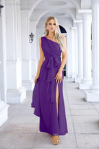 Ladies Chiffon One Shoulder Bridesmaid Evening Dress Wedding Party Evening Dress 28133-numbersea