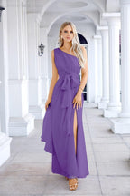 Ladies Chiffon One Shoulder Bridesmaid Evening Dress Wedding Party Evening Dress 28133-numbersea