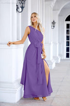 Ladies Chiffon One Shoulder Bridesmaid Evening Dress Wedding Party Evening Dress 28133-numbersea