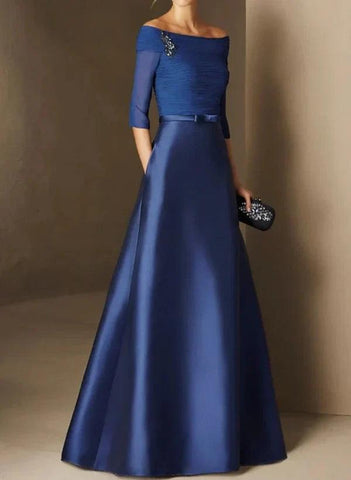 Mother Of The Bride Dresses A-Line Princess Off-The-Shoulder Short Sleeves