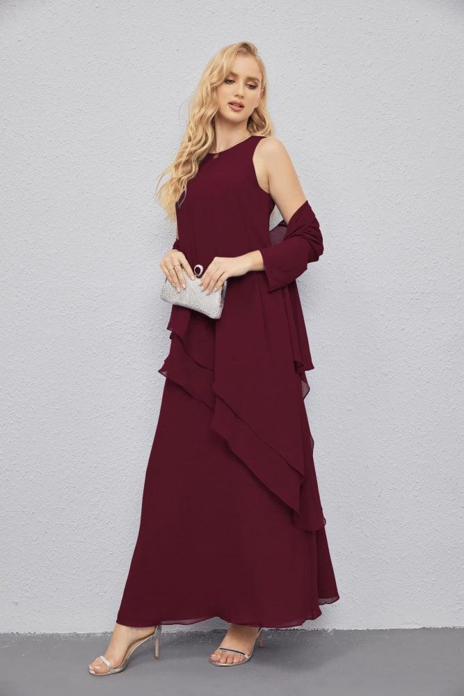 Mother of Bride Dresses with Open Front Lightweight Cardigan Formal Prom Gown 28081-numbersea