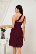 Numbersea Women Chiffon Short One Shoulder Bridesmaid Dress Formal Dresses For Party Homecoming 2804