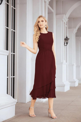 Numbersea Formal Party Gown Dress Chiffon Long Mother of The Bride Dresses with Ruffle Cape 28072 - numbersea