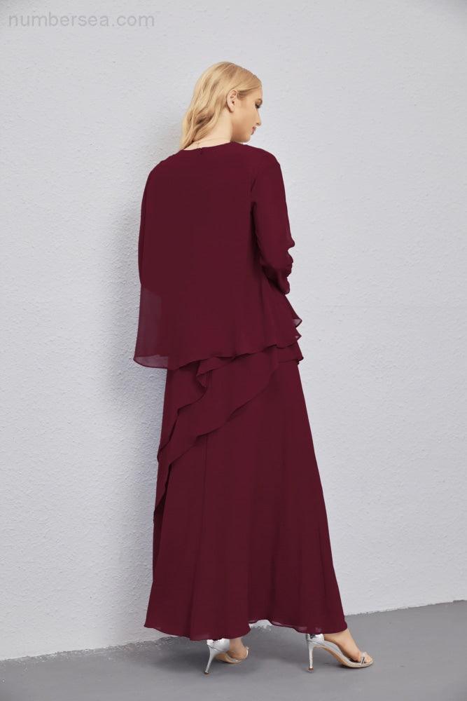 Mother of Bride Dresses with Open Front Lightweight Cardigan Formal Prom Gown 28081-numbersea