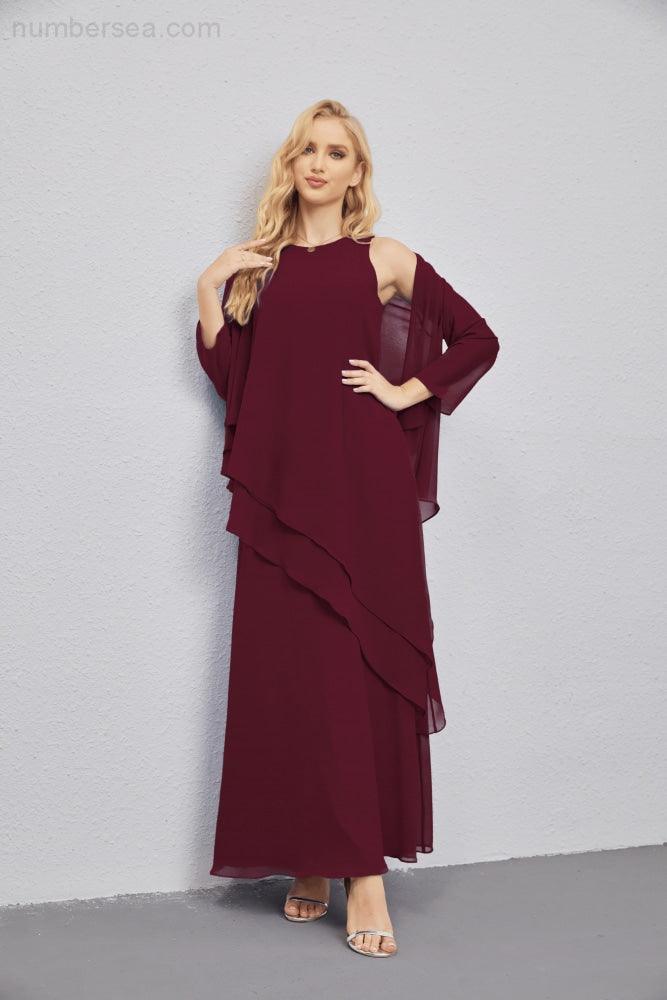 Mother of Bride Dresses with Open Front Lightweight Cardigan Formal Prom Gown 28081-numbersea