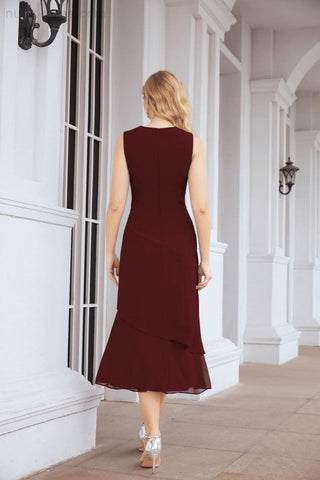 Numbersea Formal Party Gown Dress Chiffon Long Mother of The Bride Dresses with Ruffle Cape 28072 - numbersea