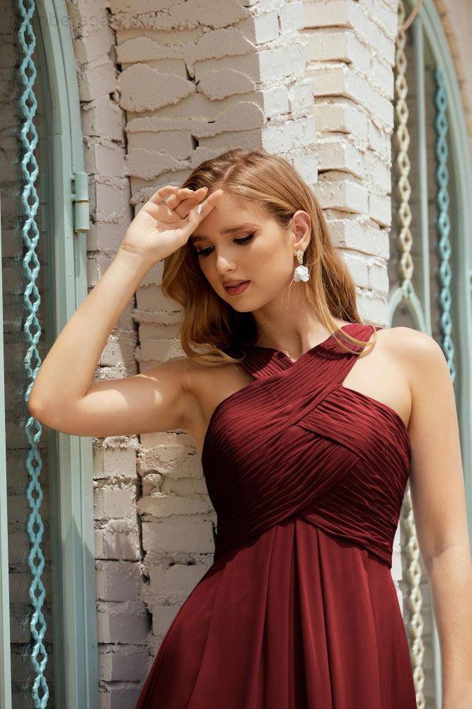 Halter Bridesmaid Dresses Formal Cocktail Prom Gown 28015-numbersea