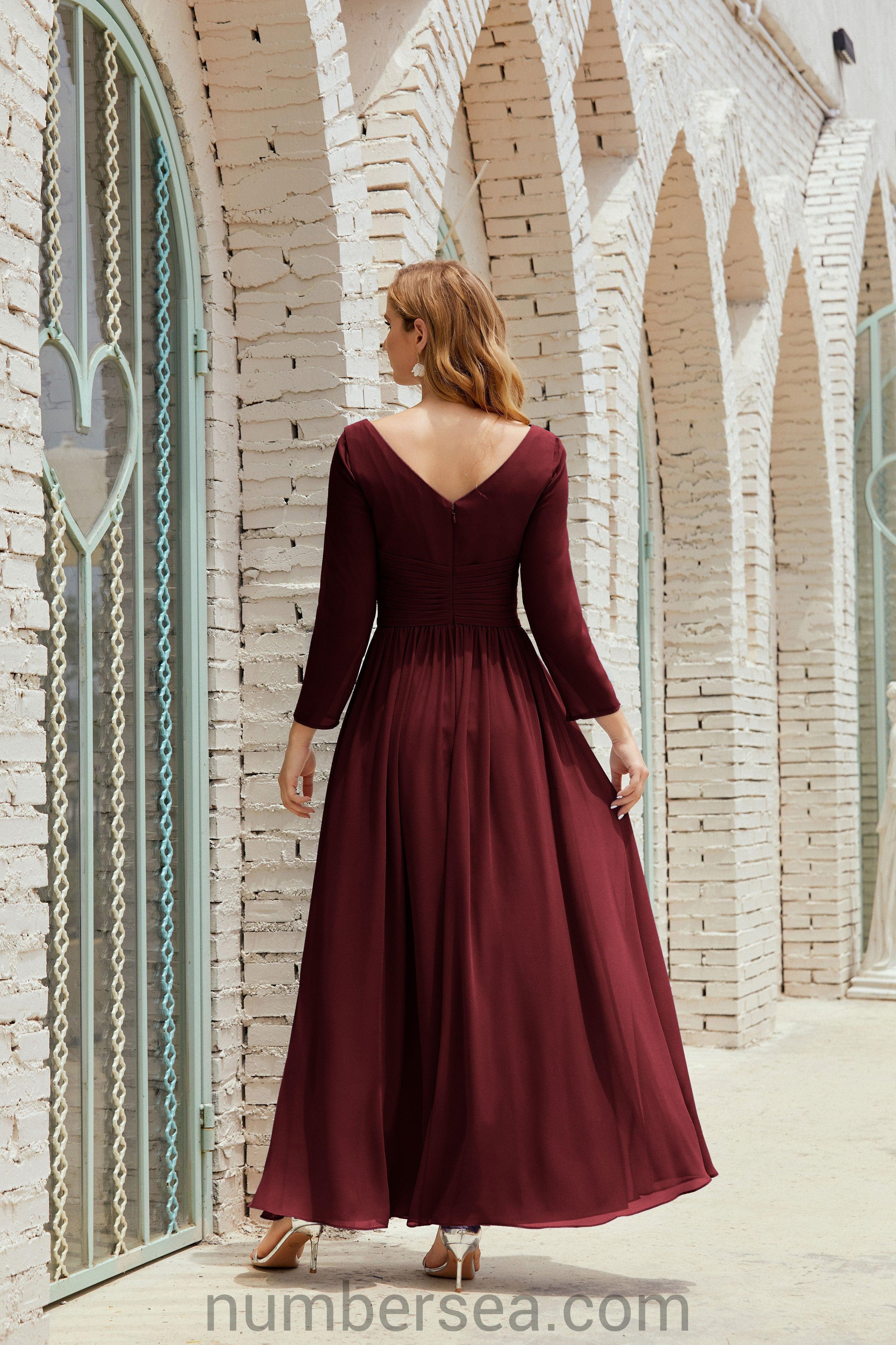 Numbersea Bridesmaid Dress Chiffon Formal Party Dress Evening Dress 28016-numbersea