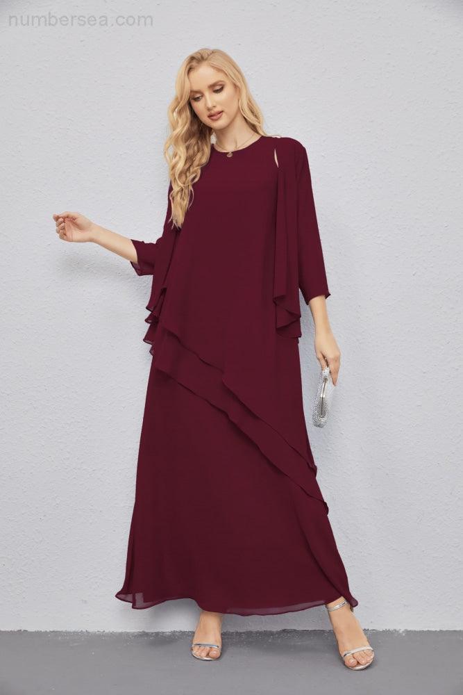 Mother of Bride Dresses with Open Front Lightweight Cardigan Formal Prom Gown 28081-numbersea