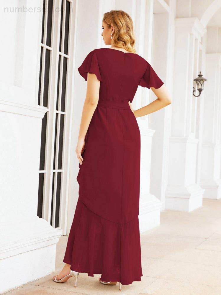 Numbersea Ruffled Bridesmaid Dresses Mermaid Formal Violin Evening Party Prom Gowns 28042-numbersea