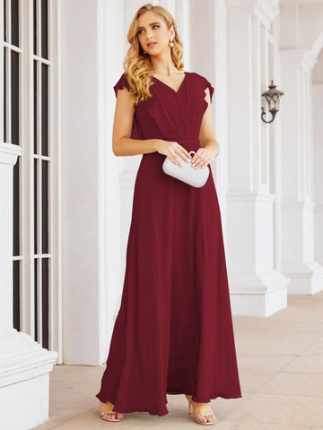 Numbersea Bridesmaid Dresses Cape Formal Prom Dress Open Back Gowns for Mother of The Bride 28058-numbersea