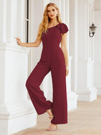 Numbersea Womens One Shoulder Chiffon Long Jumpsuit Formal Evening Dress Bridesmaid Dresses Pants