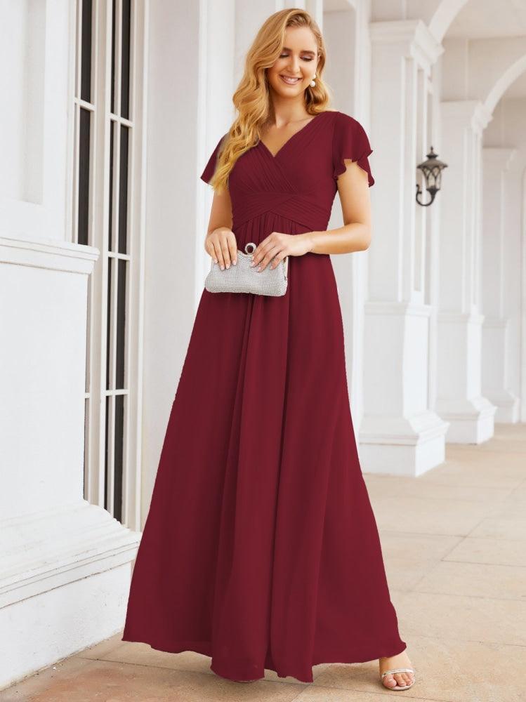 Numbersea Formal Prom Gowns for Mother of The Bride Cap Sleeves Bridesmaid Dress 28047-numbersea