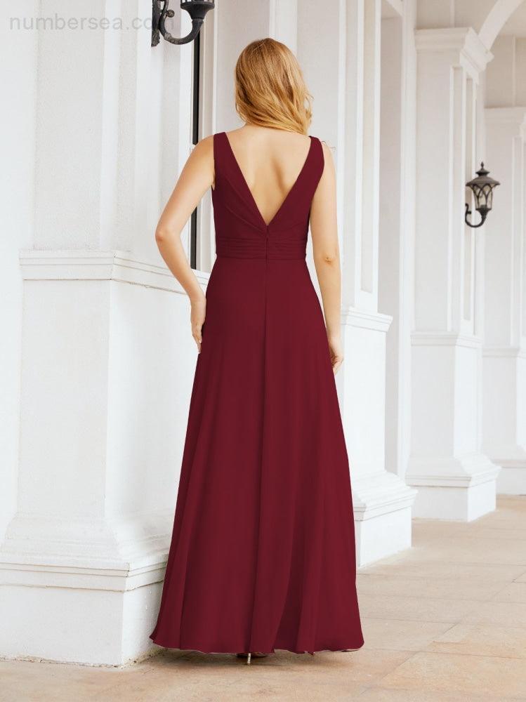 Numbersea Bridesmaid Dresses for Wedding Ruffles Long Formal Prom Gowns 28039-numbersea