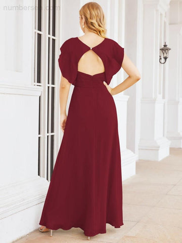 Numbersea Bridesmaid Dresses Cape Formal Prom Dress Open Back Gowns for Mother of The Bride 28058-numbersea