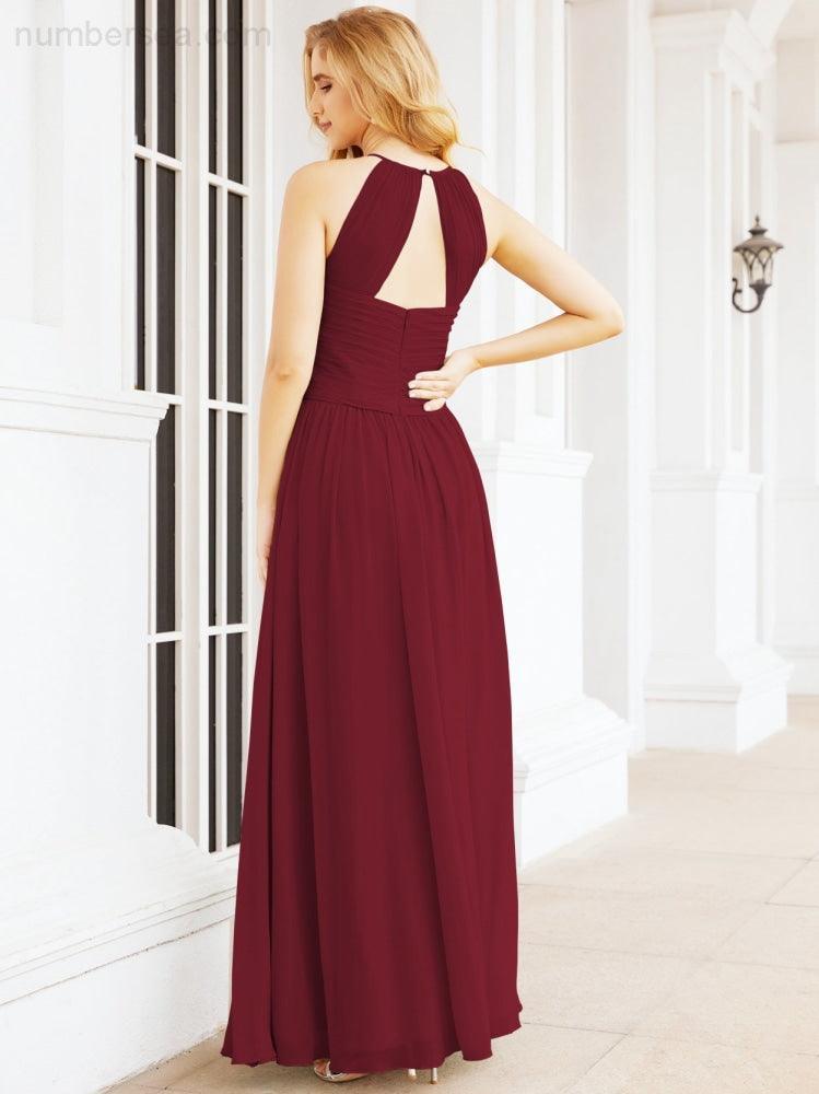Numbersea Sleeveless Bridesmaid Dresses Long Prom Gown Zipper with Keyhole Back 28056-numbersea