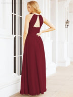 Numbersea Sleeveless Bridesmaid Dresses Long Prom Gown Zipper with Keyhole Back 28056-numbersea