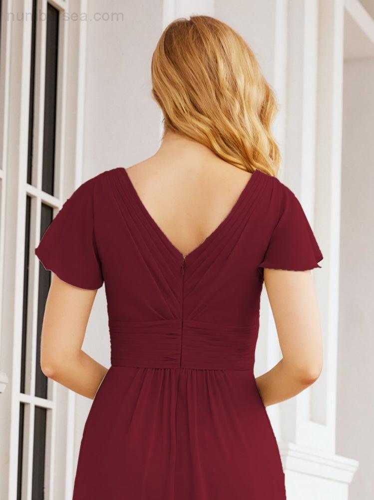 Numbersea Formal Prom Gowns for Mother of The Bride Cap Sleeves Bridesmaid Dress 28047-numbersea