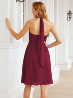 Numbersea Neckholder-Brautjungfernkleid aus Chiffon, kurz, ärmellos, formelles Partykleid, offener Rücken, 28023