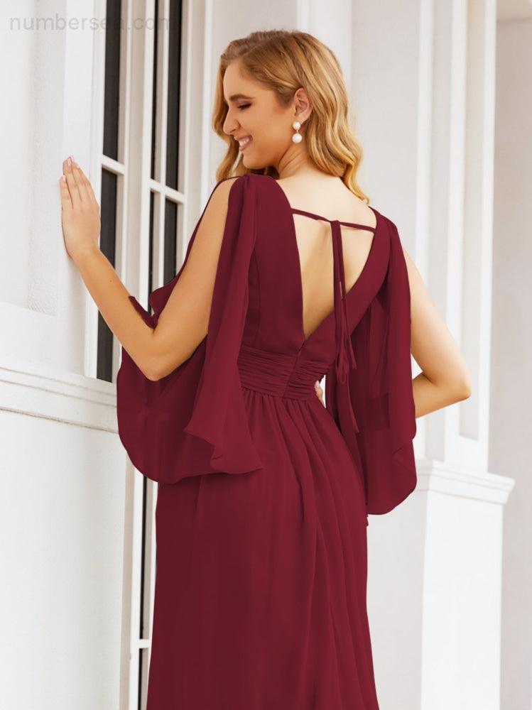 Numbersea Bridesmaid Dresses with Split for Wedding Party Flutter Sleeves 28045-numbersea