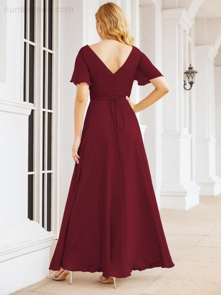 Numbersea Formal Prom Gowns for Mother of The Bride Short Sleeves Bridesmaid Dress 28049-numbersea