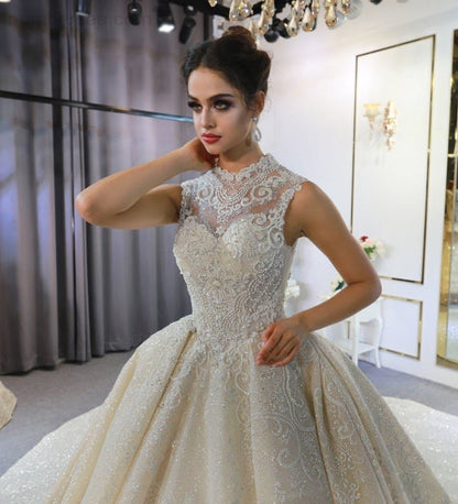NB3758 wedding dress 2020 bridal dress luxury full beading lace wedding dress jordan weddings - numbersea