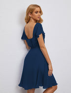 Numbersea Chiffon Bridesmaid Dress V Neck Short Cocktail Gowns For Juniors Homecoming Dresses 28077