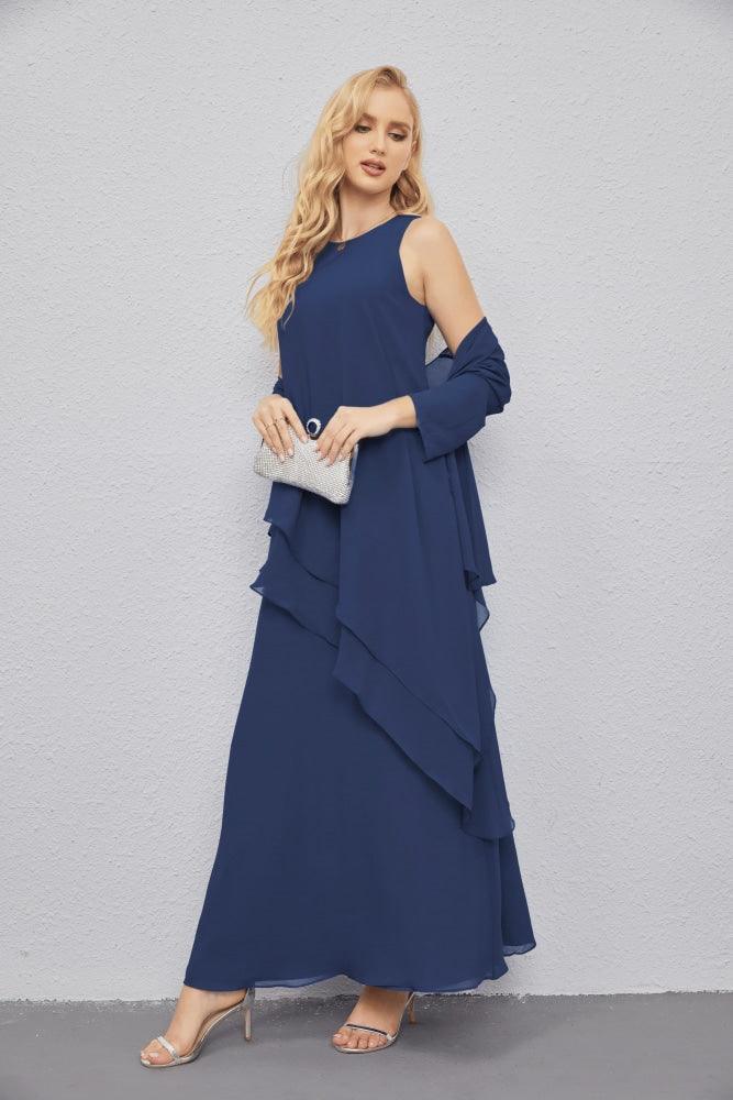 Mother of Bride Dresses with Open Front Lightweight Cardigan Formal Prom Gown 28081-numbersea