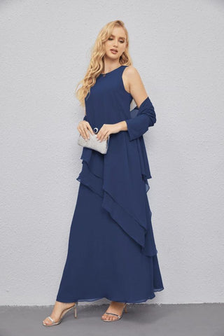 Mother of Bride Dresses with Open Front Lightweight Cardigan Formal Prom Gown 28081-numbersea