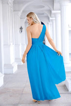 Ladies Chiffon One Shoulder Bridesmaid Evening Dress Wedding Party Evening Dress 28133-numbersea